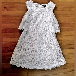 White crochet dress! Size 11 Junior or Womens Large. Graduation/ Spring/ Summer